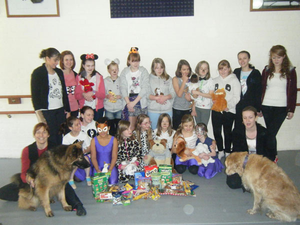 staff and pupil of Footnotes school raising money for german shepherd dog rescue