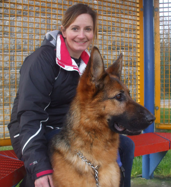 eva the gsd with her foster mum